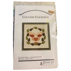 DONNA LEE Counted Cross Stitch Kit Country Courtship SEALED USA Doves Heart